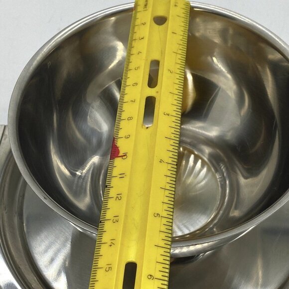 Vtg Mid Century Danish Mod Sauce/Gravy Boat Stainless Steel Attchd Saucer Ladle - Picture 10 of 12